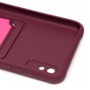 Чехол-накладка с картхолдером для Xiaomi Redmi 9i (бордовая) — 2