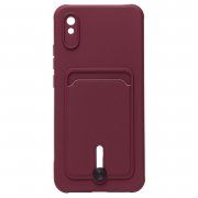 Чехол-накладка с картхолдером для Xiaomi Redmi 9i (бордовая) — 1