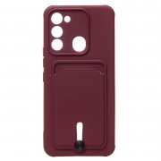 Чехол-накладка с картхолдером для Tecno Spark 8c (бордовая)