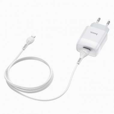 Сетевое зарядное устройство HOCO C72A Glorious с кабелем для Apple Lightning (белое) — 2