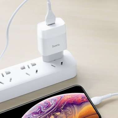 Сетевое зарядное устройство HOCO C72A Glorious с кабелем для Apple Lightning (белое) — 5