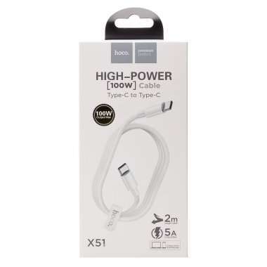 Кабель Hoco X51 High-power 100W (Type-C - Type-C) белый &mdash; 1